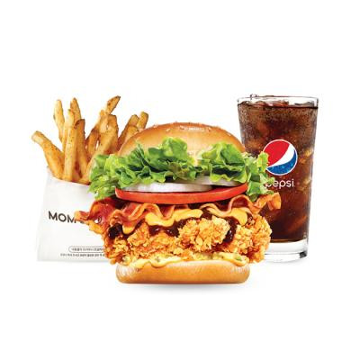 맘스터치 텍사스바베큐치킨버거 세트