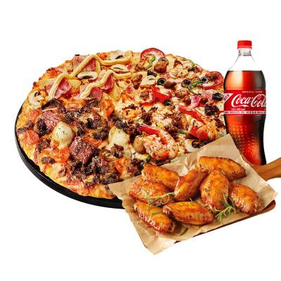 도미노피자 오리지널 베스트 콰트로(L)+웨스턴 핫 윙+콜라(1.25L)